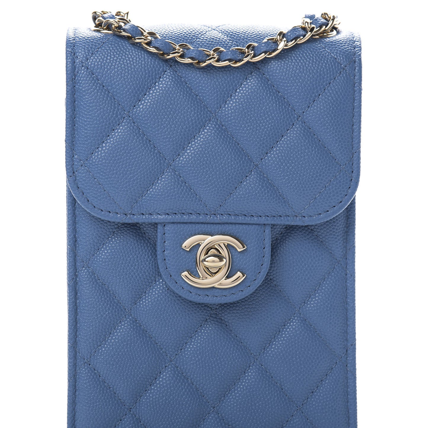 Caviar Quilted Classic Phone Holder Blue