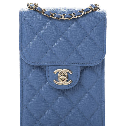 Chanel Caviar Quilted Classic Phone Holder Blue 9 of 11