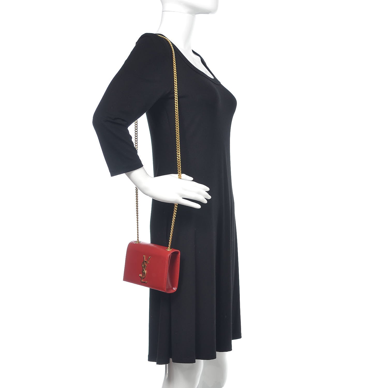 Saint Laurent Grain De Poudre Small Monogram Kate Satchel Red 2 of 12