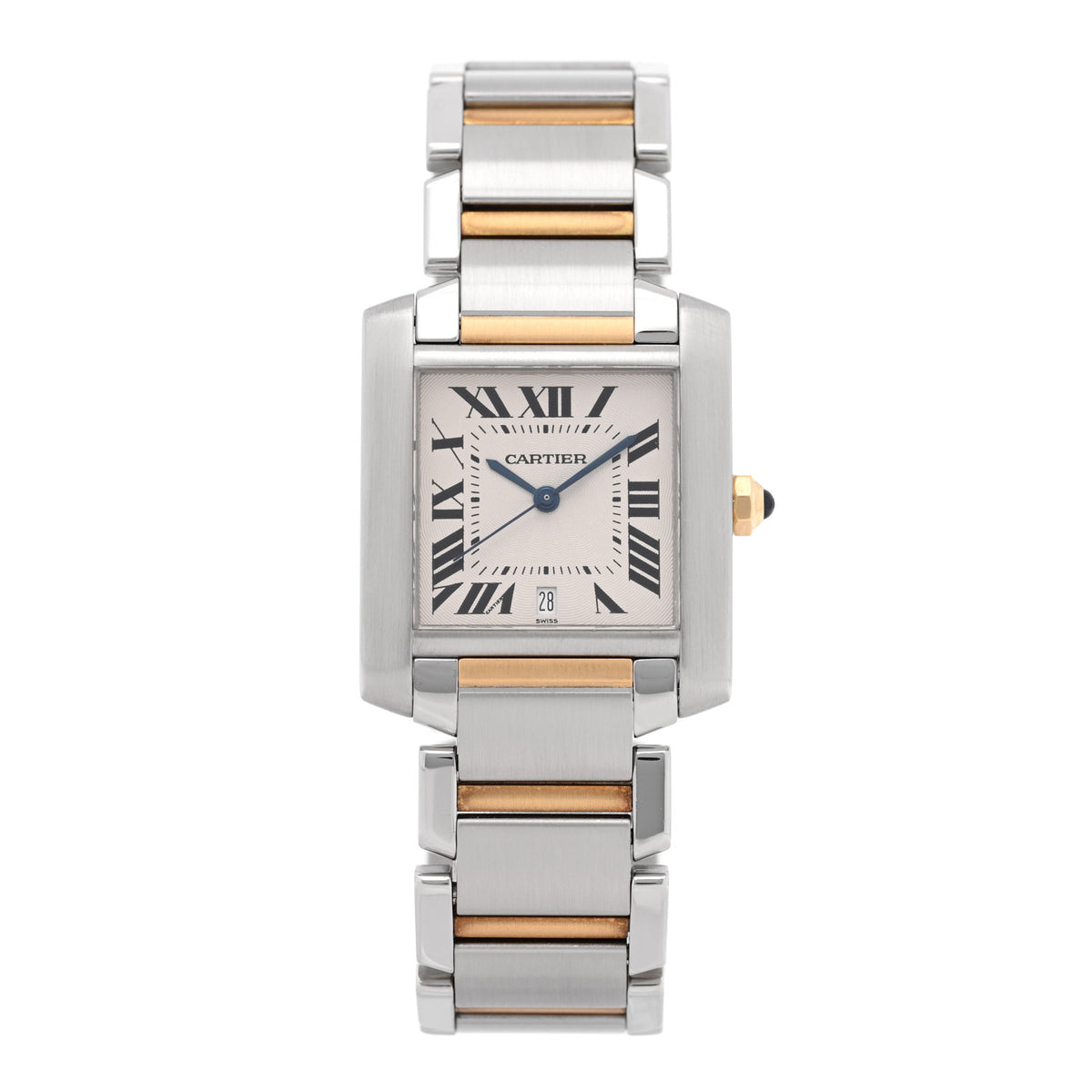 Stainless Steel 18K Yellow Gold 28mm Tank Francaise Automatic Watch