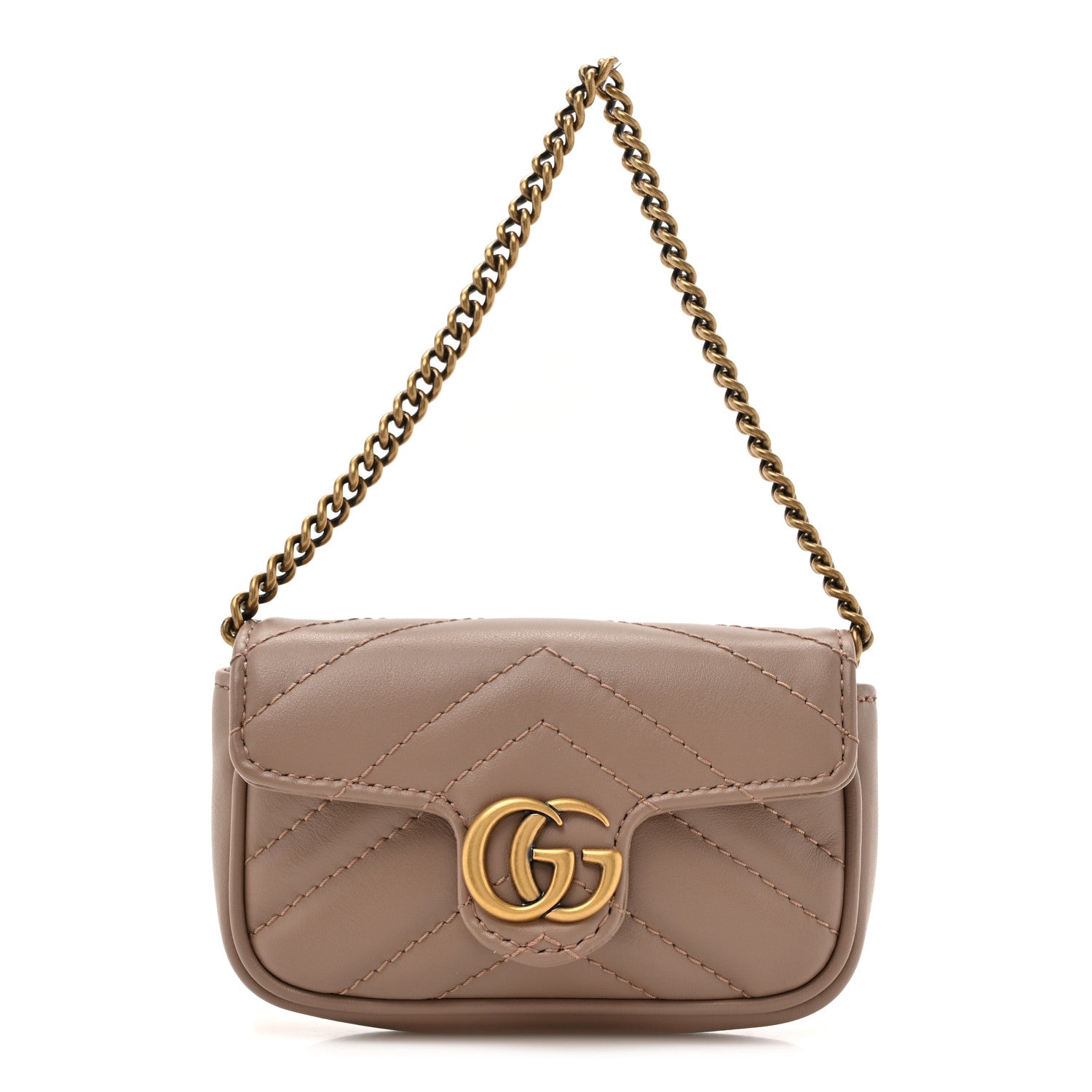 Gucci Calfskin Matelasse Heart GG Marmont 2.0 Coin Purse On A Chain Porcelain Rose 1 of 10
