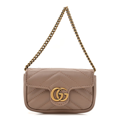 Gucci Calfskin Matelasse Heart GG Marmont 2.0 Coin Purse On A Chain Porcelain Rose 1 of 10