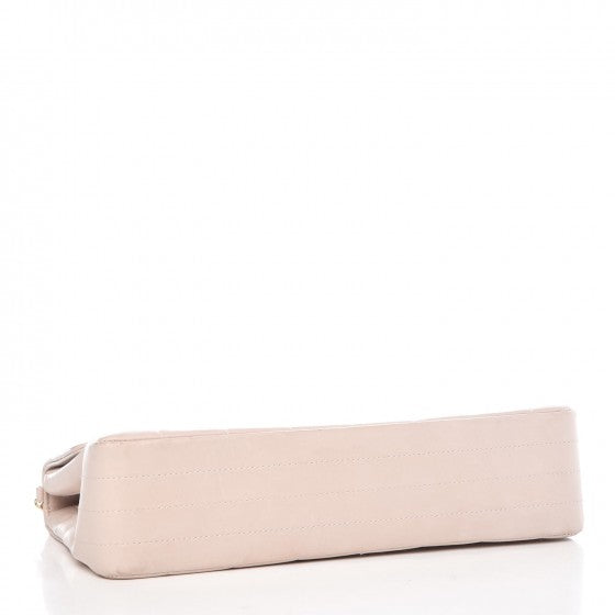 Lambskin Quilted Crystal Chocolate Bar Charm Flap Light Pink