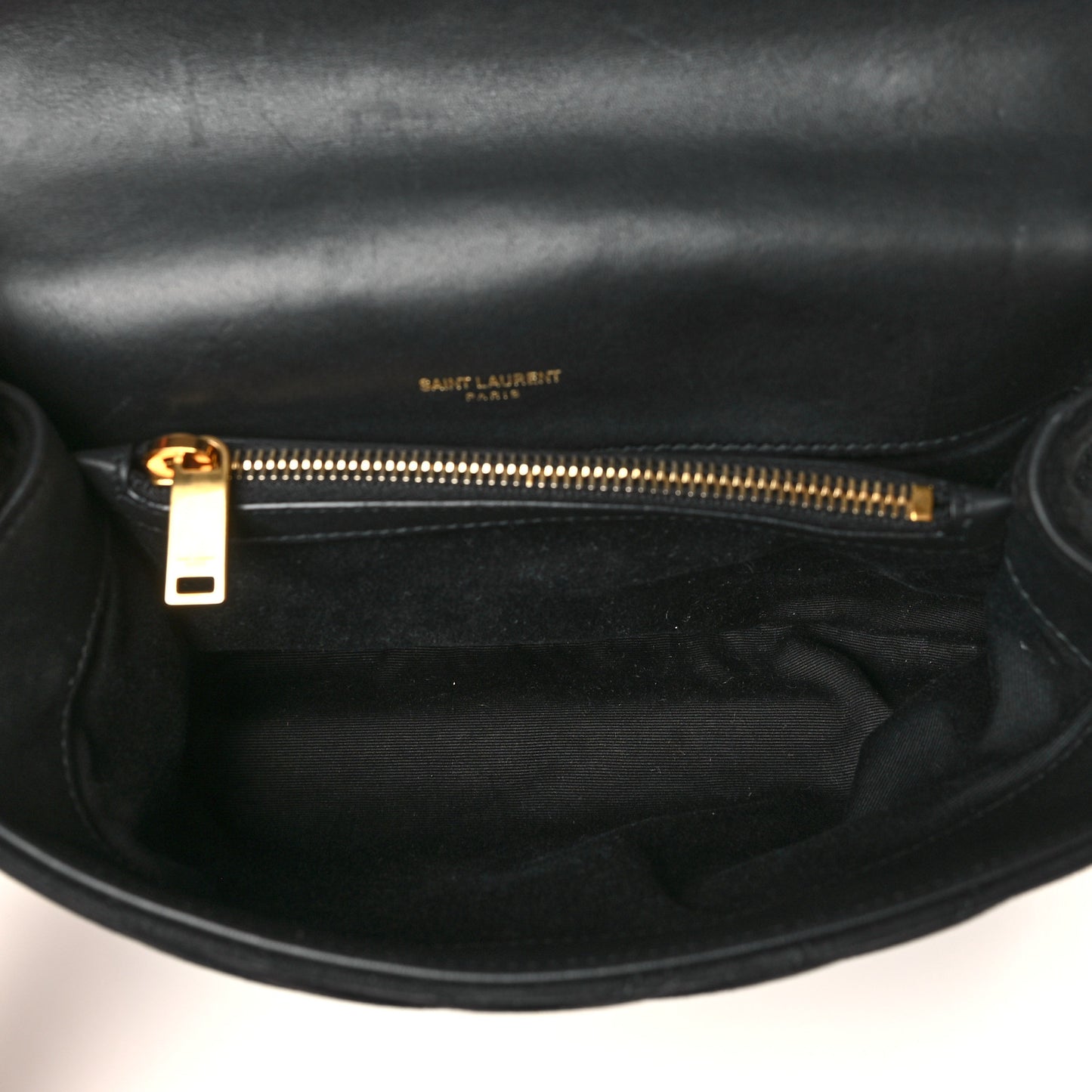 Suede Matelasse Chevron Monogram Medium College Bag Black