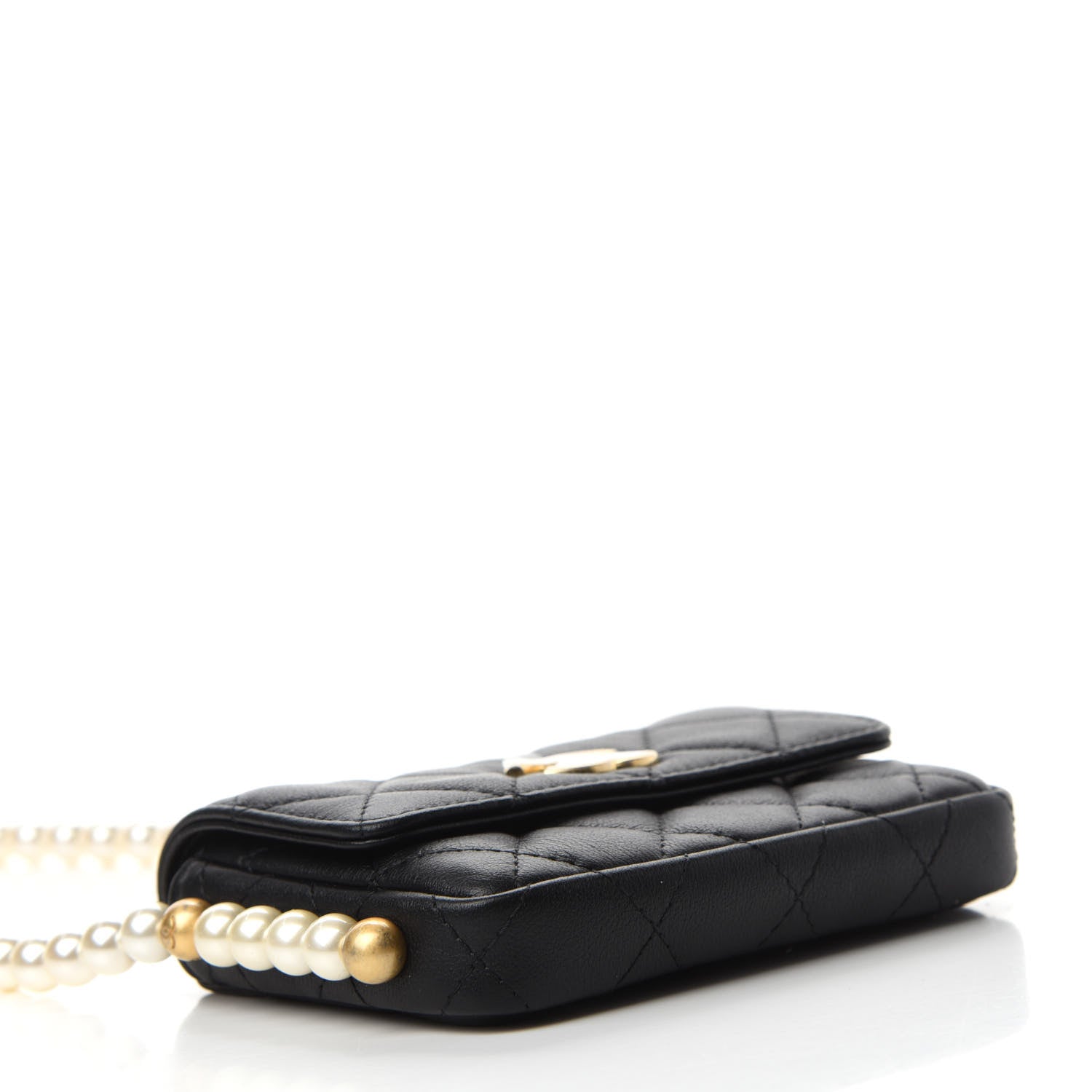 Chanel Calfskin Quilted About Pearls Card Holder Flap With Chain Black 4 of 12