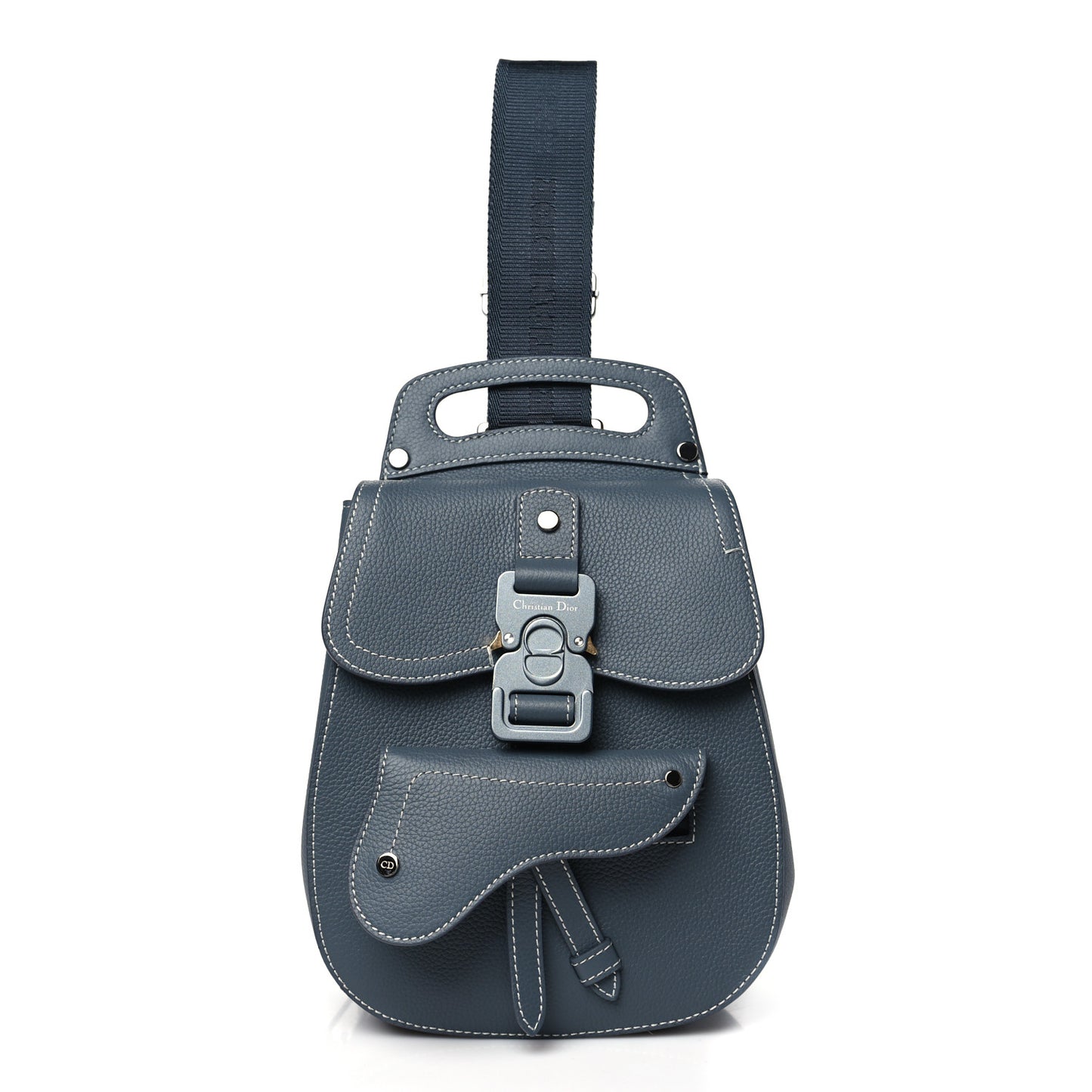 Grained Calfskin Mini Gallop Sling Bag Grey