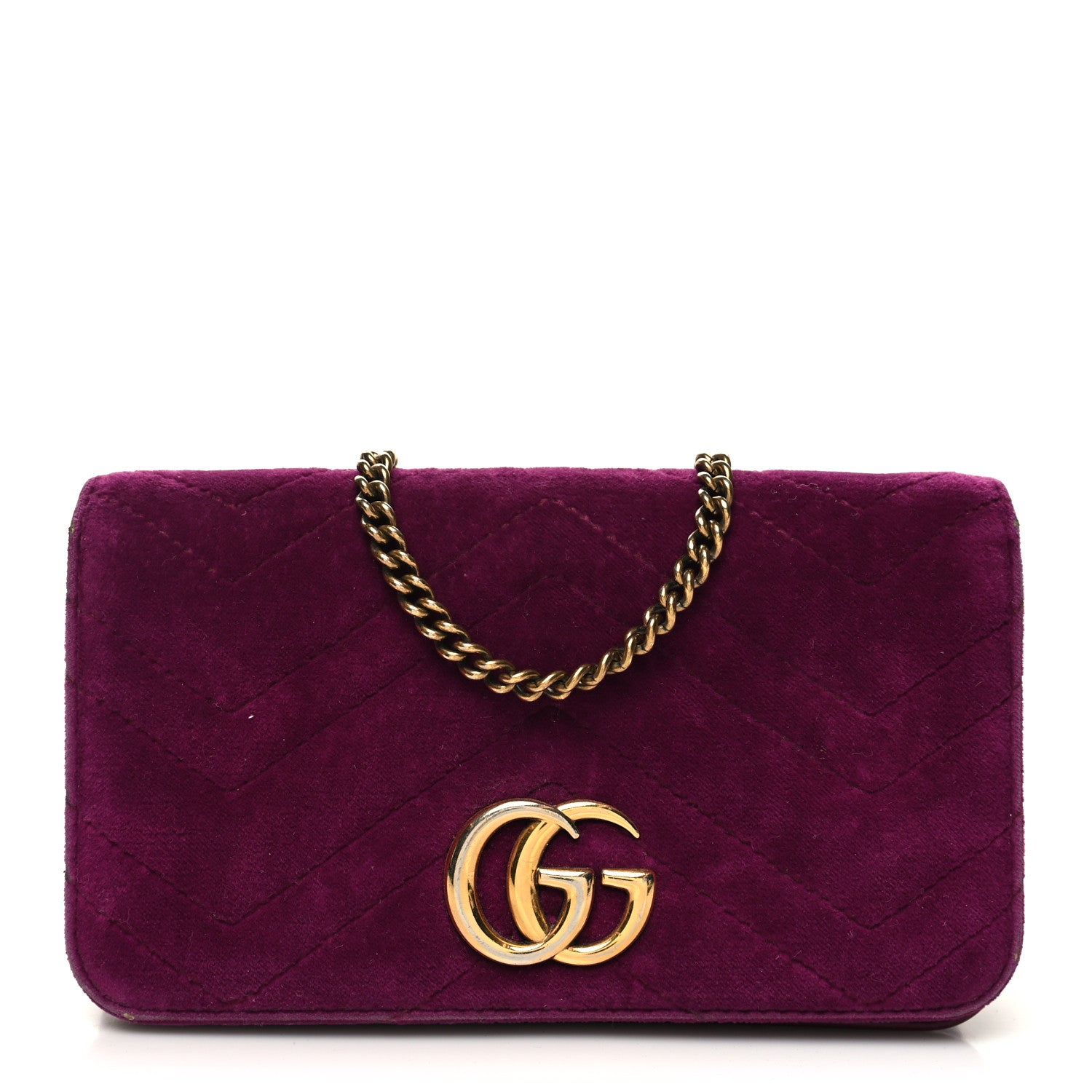 Gucci Velvet Matelasse GG Marmont Mini Bag Fuchsia Violet Cyclamen 1 of 14