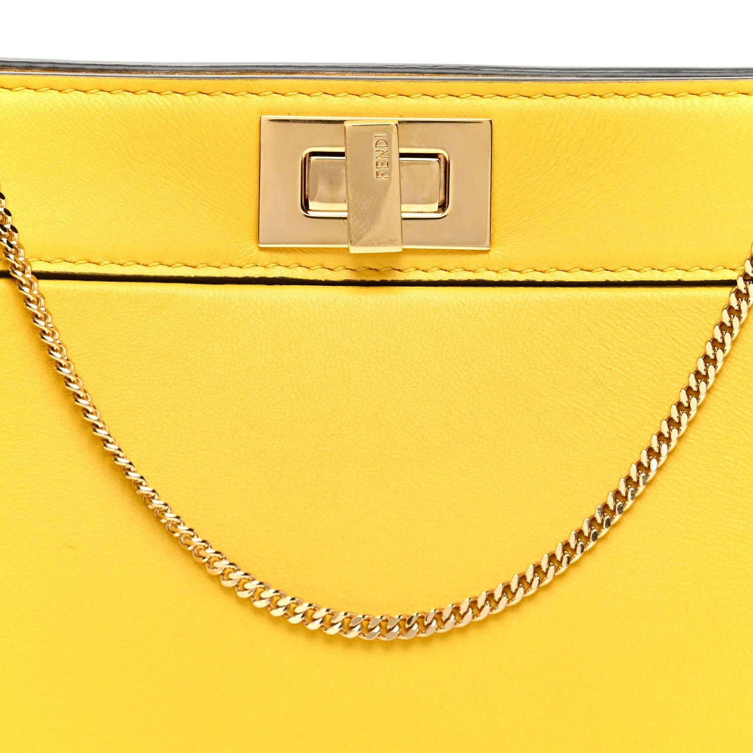 Fendi Nappa Small Peekaboo I SEE U East West Chain Satchel Limone 7 of 9