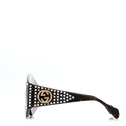 Gucci Crystal Rectangular Frame Sunglasses GG0357S Tortoiseshell 3 of 8
