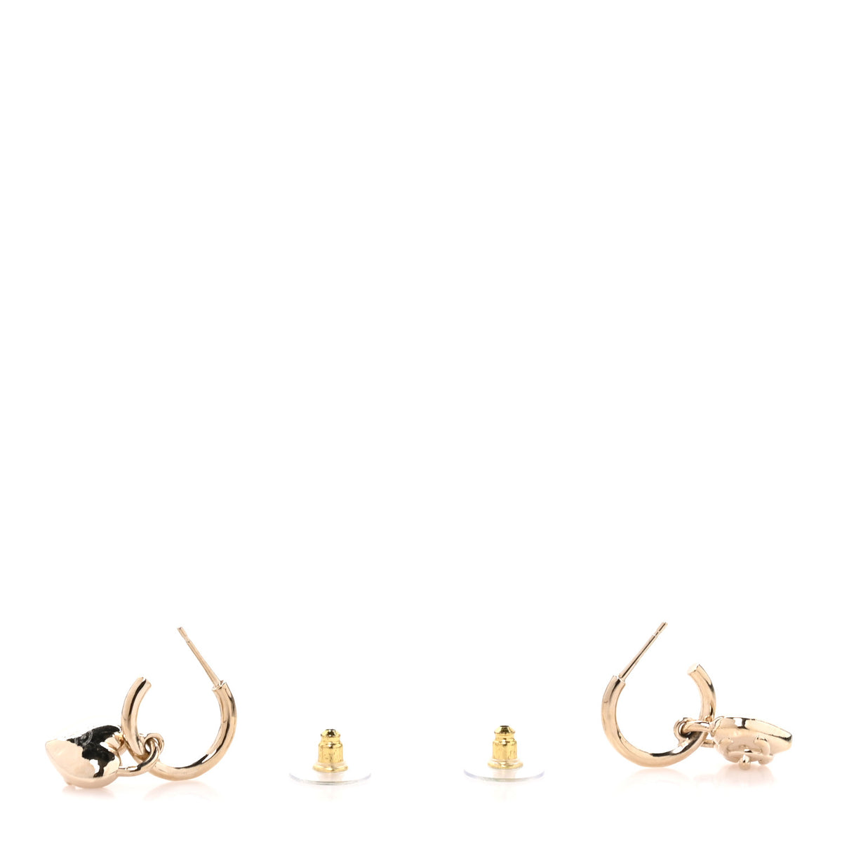 Chanel Metal CC Heart Turnlock Drop Earrings Gold 3 of 4