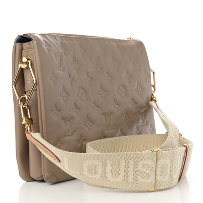Louis Vuitton Lambskin Embossed Monogram Coussin PM Taupe 3 of 15