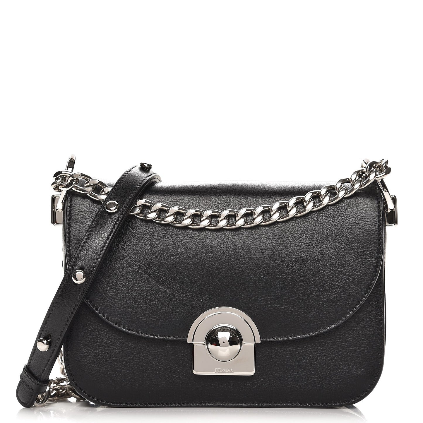 Glace Calfskin Arcade Crossbody Bag Black