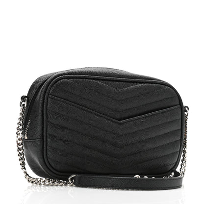 Saint Laurent Grain De Poudre Matelasse Monogram Mini Lou Camera Bag Black 2 of 10