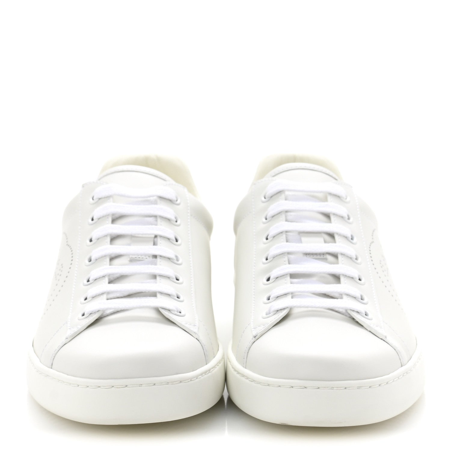 Gucci Calfskin Interlocking G Perforated Mens Ace Sneakers 9.5 White Grey Sky 3 of 10