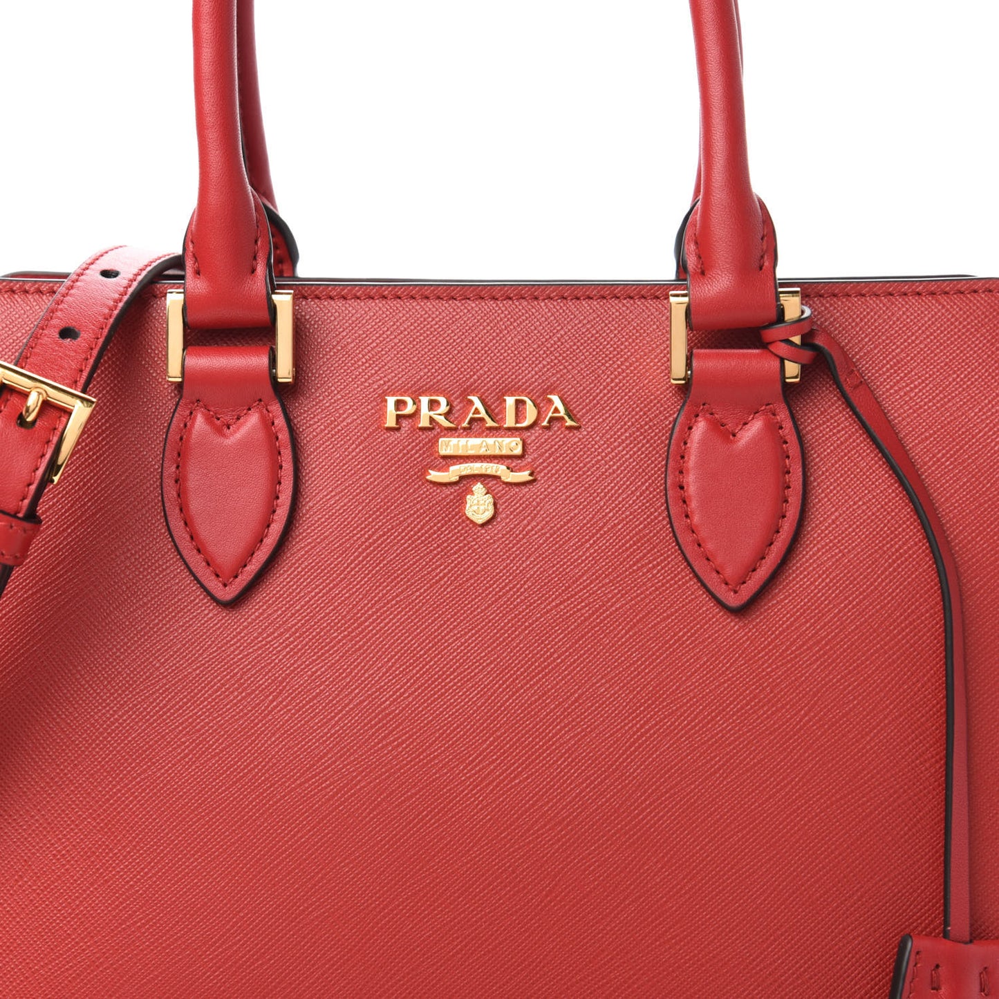 Saffiano Soft Calfskin Double Handle Satchel Fuoco