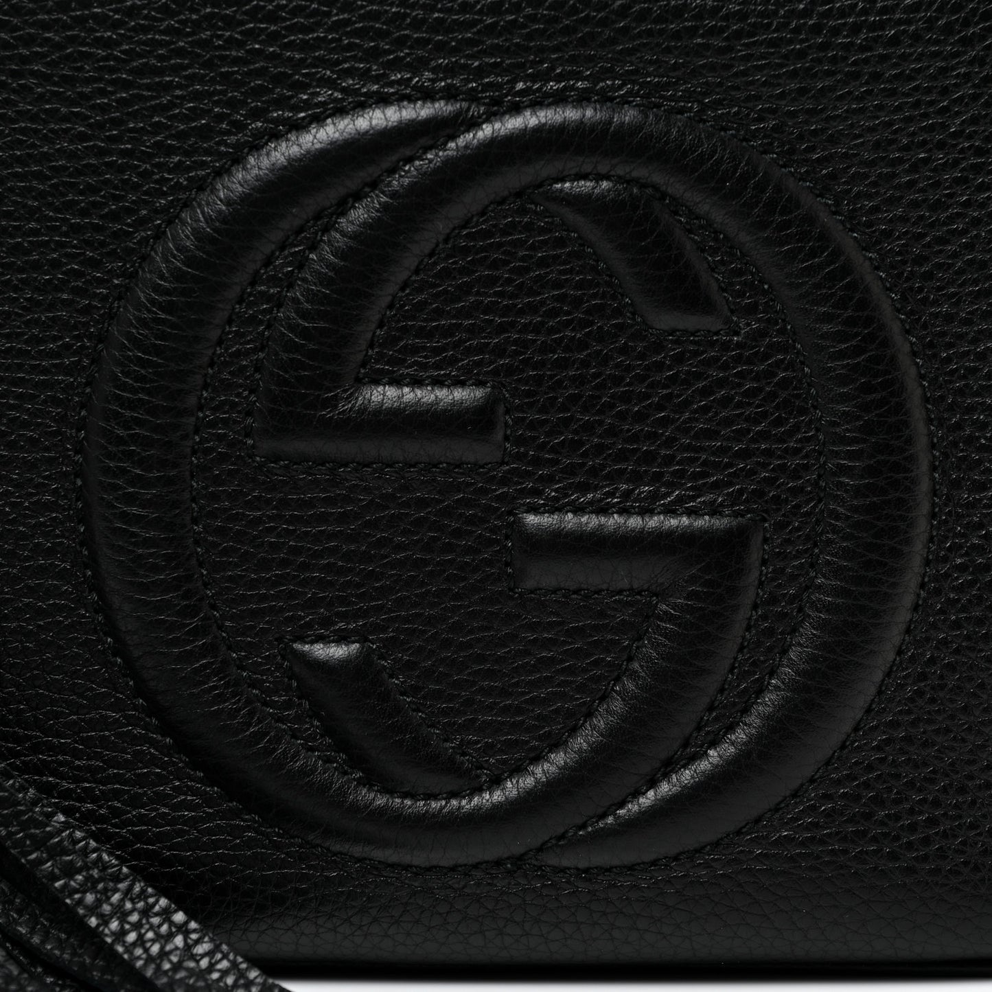 Pebbled Calfskin Small Soho Disco Bag Black