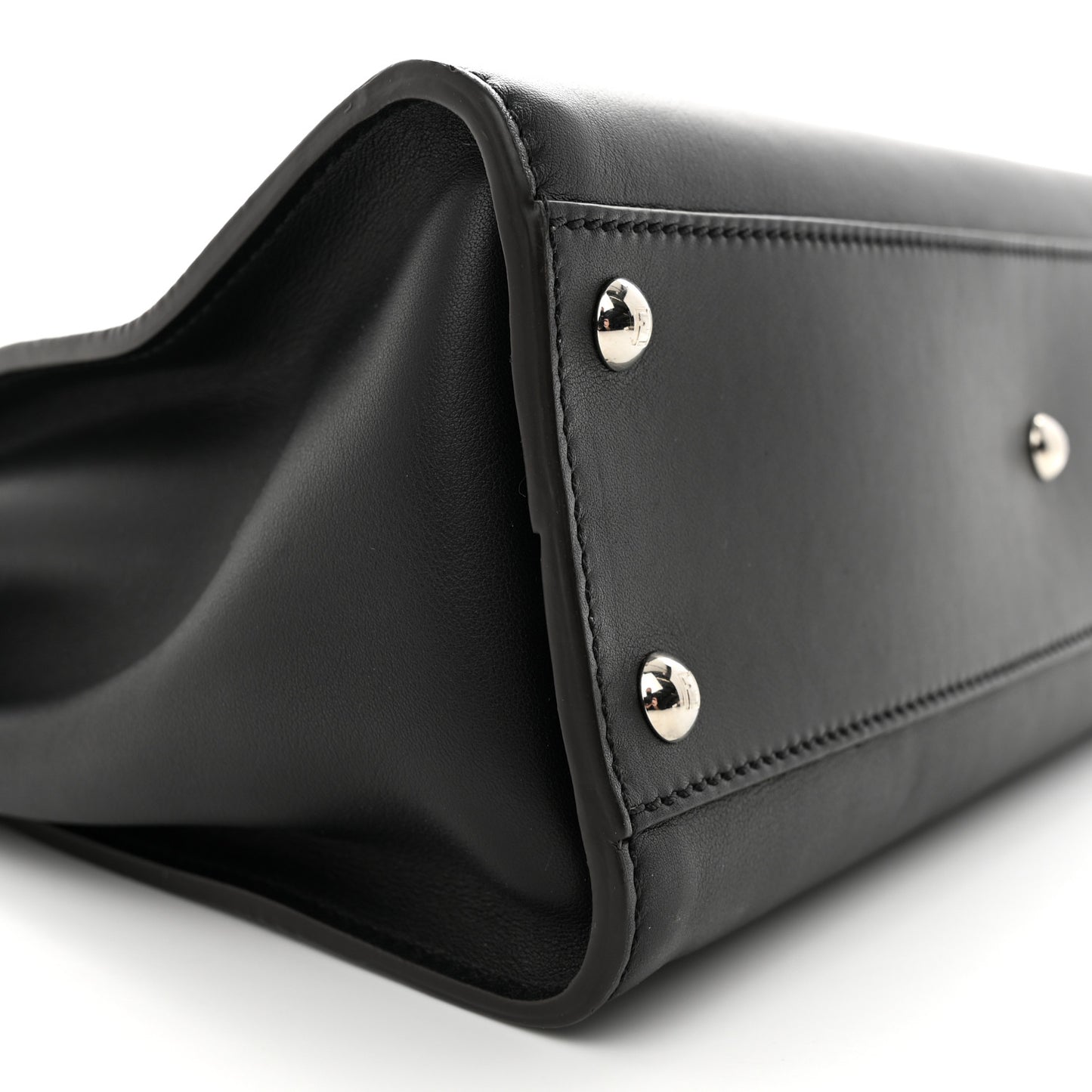Vitello Seta Nappa Ribbon Medium Peekaboo Iconic Satchel Black Corteccia