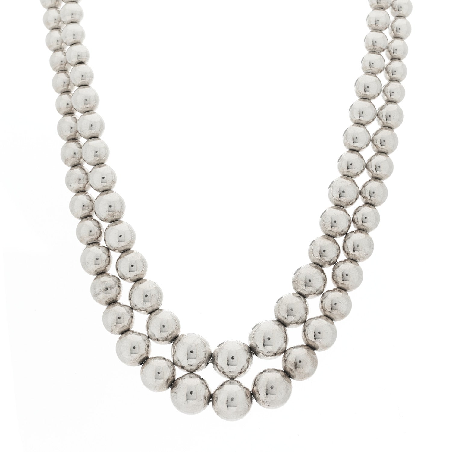 Tiffany Sterling Silver HardWear Graduated Ball Two-Row Necklace 1 of 5