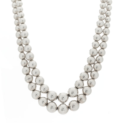 Tiffany Sterling Silver HardWear Graduated Ball Two-Row Necklace 1 of 5