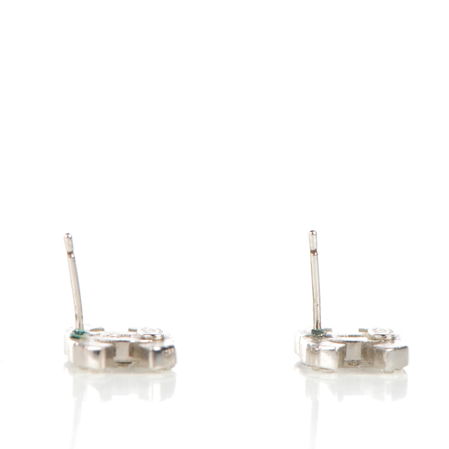 Chanel Crystal Timeless CC Earrings Silver 4 of 4