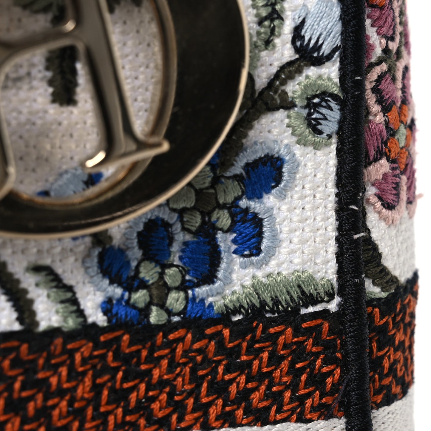 Canvas Embroidered Medium Lady D-Lite Ecru Multicolor