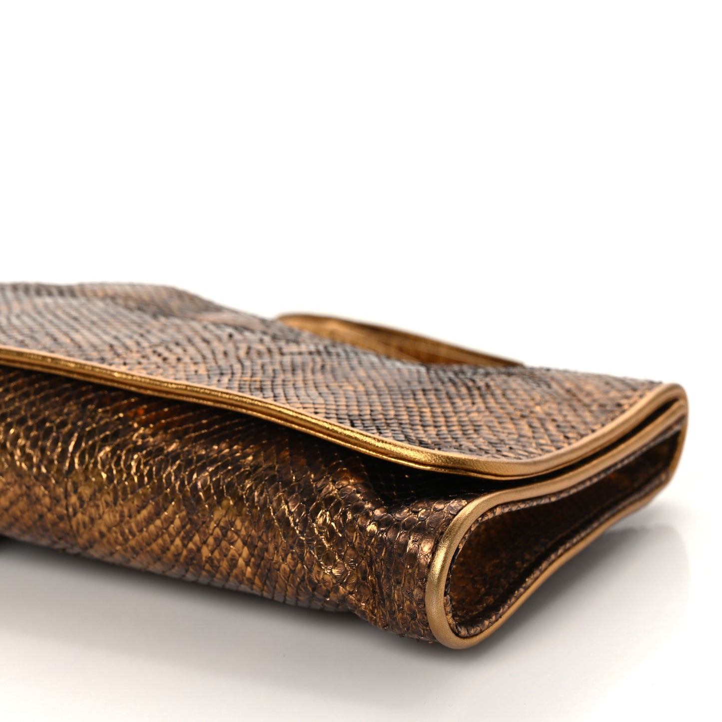 Metallic Python Malika Clutch Gold