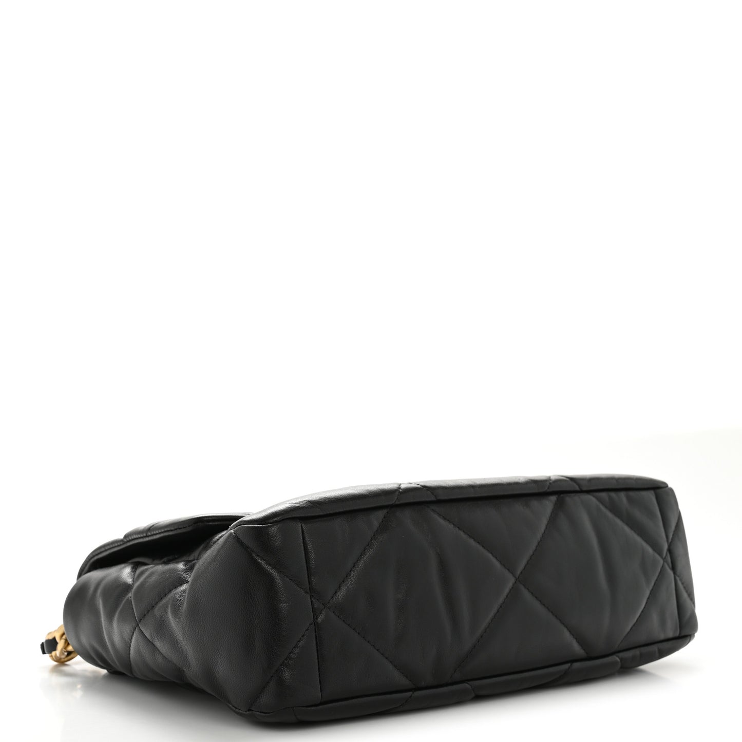Shiny Goatskin Quilted Large Chanel 19 Flap Black