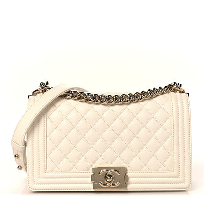 Chanel Caviar Quilted Medium Boy Flap White 1 of 11