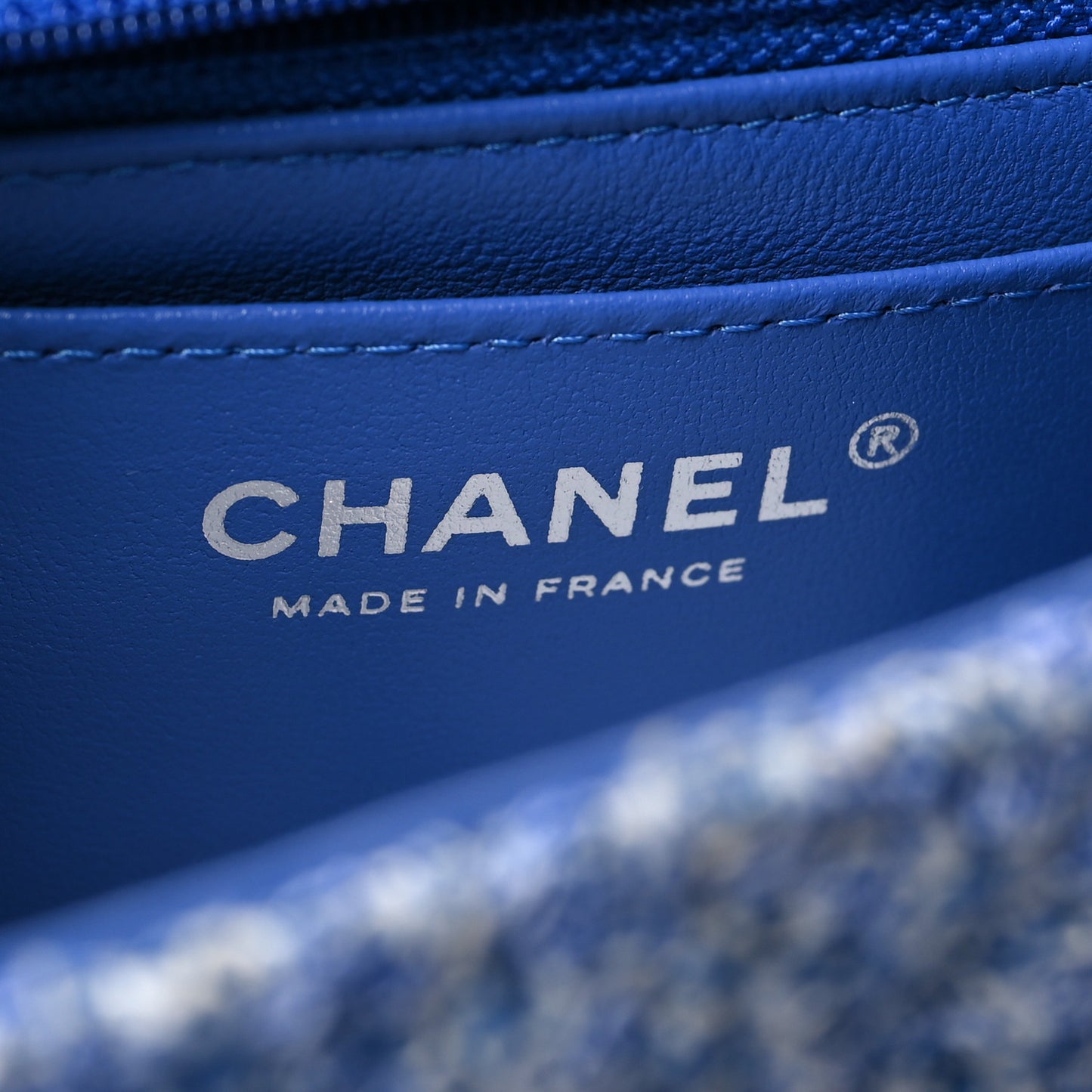 Tweed Quilted Mini Rectangular Flap Blue White