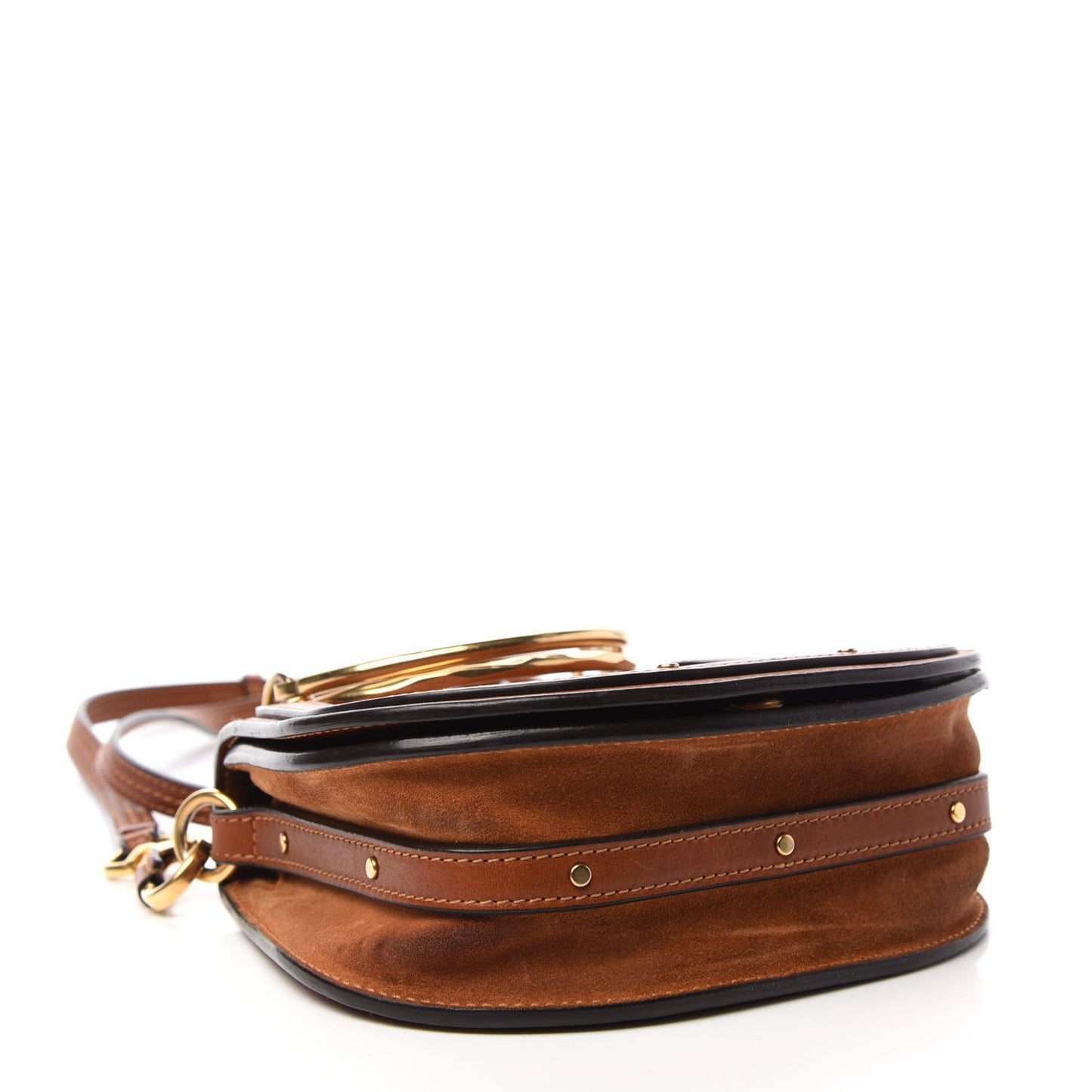 Calfskin Suede Small Nile Bracelet Bag Caramel