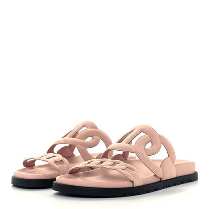 Hermes Suede Goatskin Extra Sandals 37 Rose Opaline 3 of 10