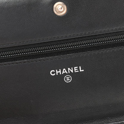 Chanel Lambskin Camellia Embossed Wallet On Chain WOC Black 6 of 11