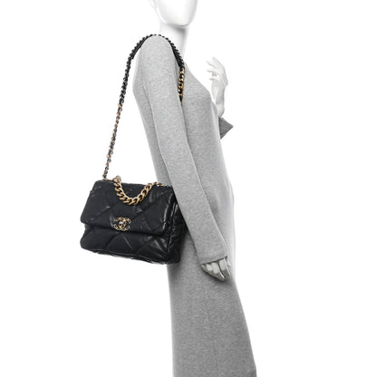 Chanel Shiny Goatskin Quilted Large Chanel 19 Flap Black 2 of 10