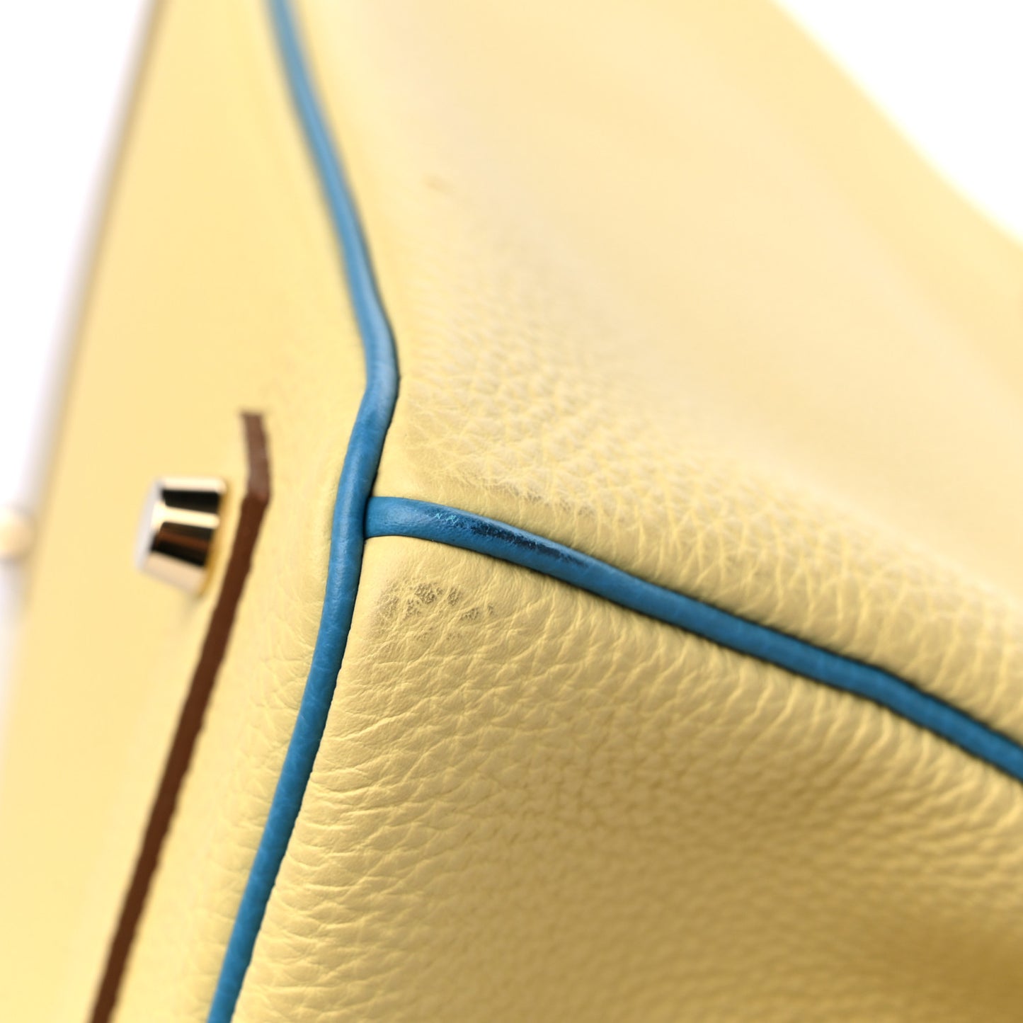 Togo Horseshoe Birkin 35 Jaune Poussin Bleu Izmir