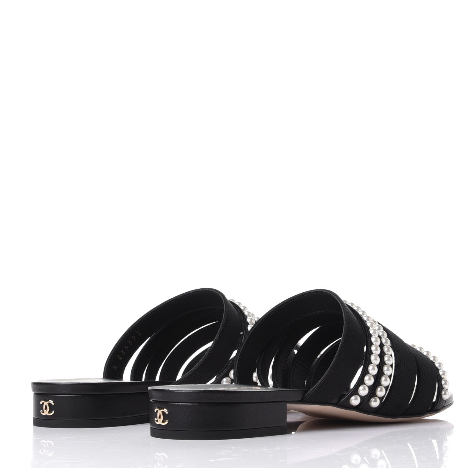 Chanel Grosgrain Pearl Mules 37.5 Black 4 of 11