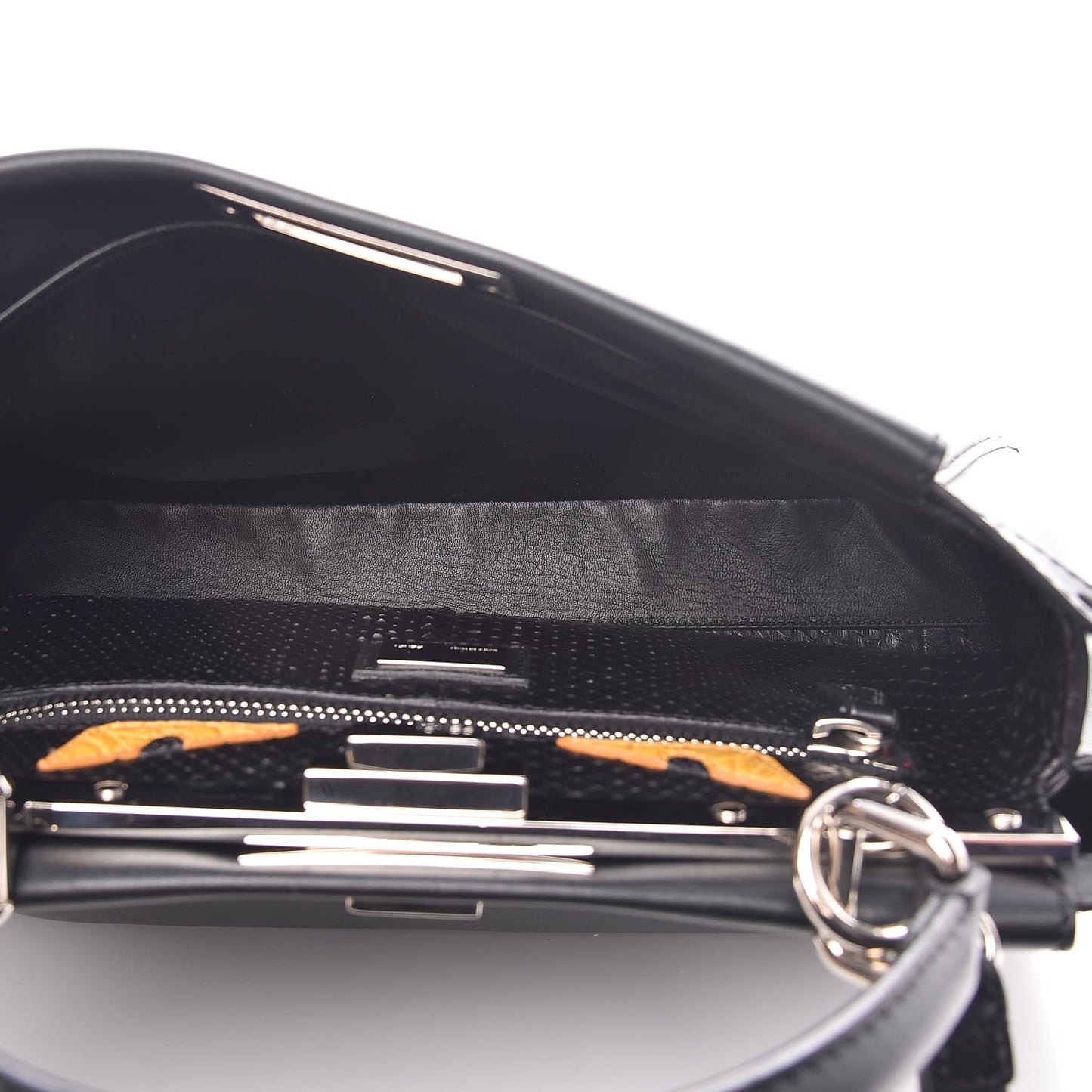 Vitello Morgan Python Crocodile Monster Eyes Medium Peekaboo Iconic Satchel Black Girasole