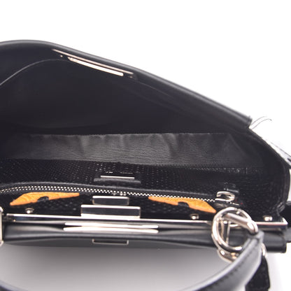 Fendi Vitello Morgan Python Crocodile Monster Eyes Medium Peekaboo Iconic Satchel Black Girasole 5 of 9