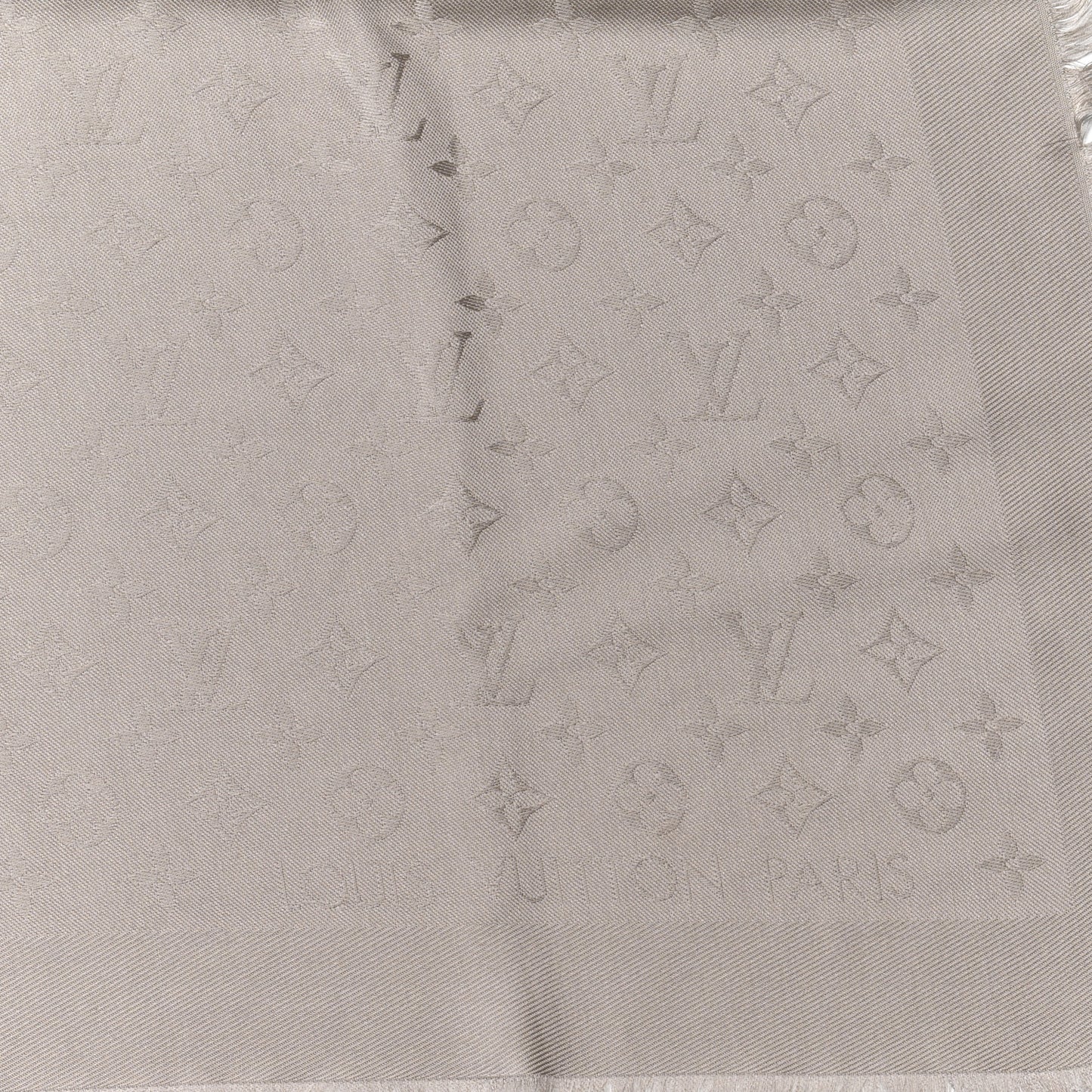 Silk Wool Monogram Shawl Greige