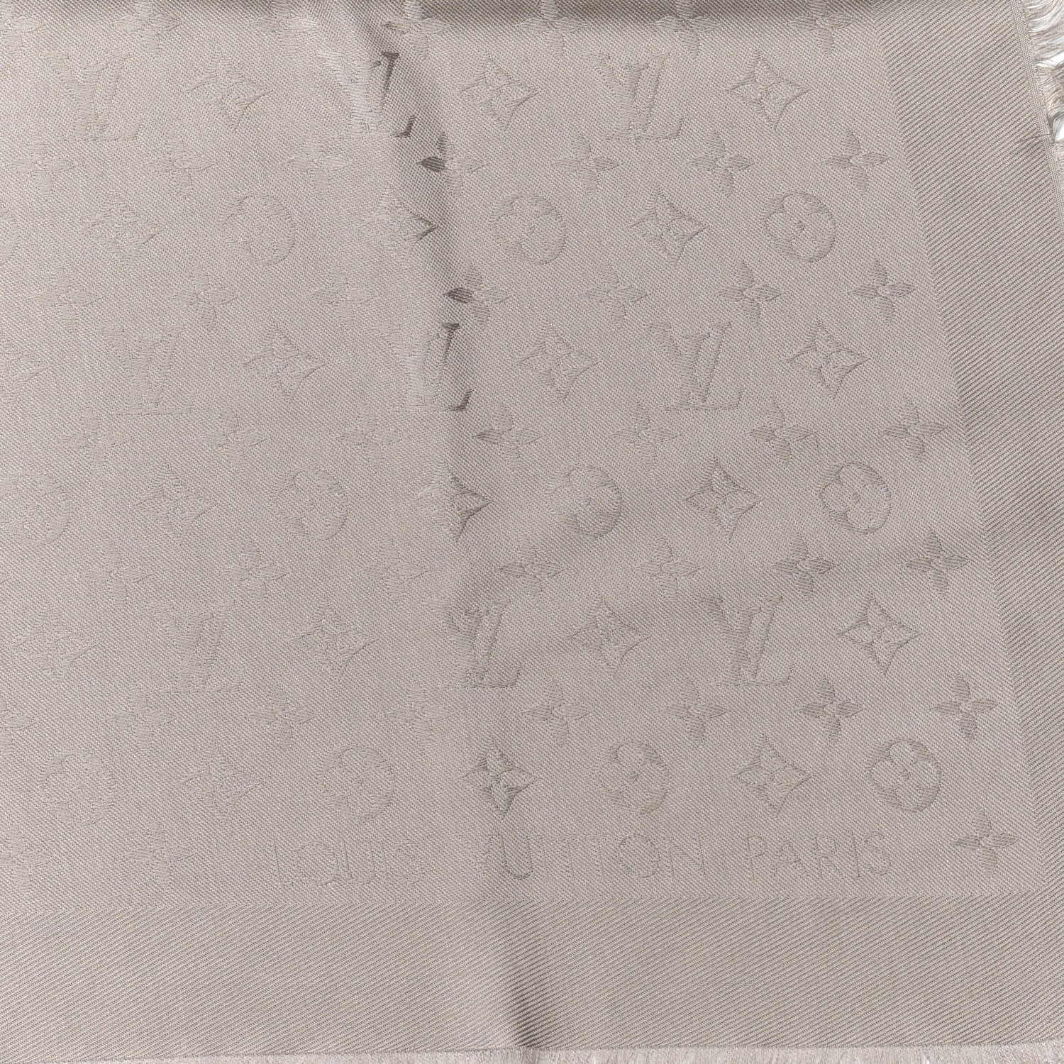 Louis Vuitton Silk Wool Monogram Shawl Greige 2 of 4