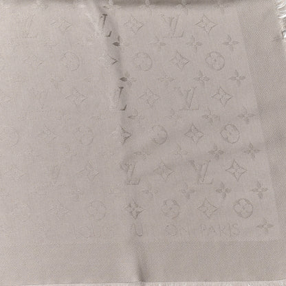 Louis Vuitton Silk Wool Monogram Shawl Greige 2 of 4
