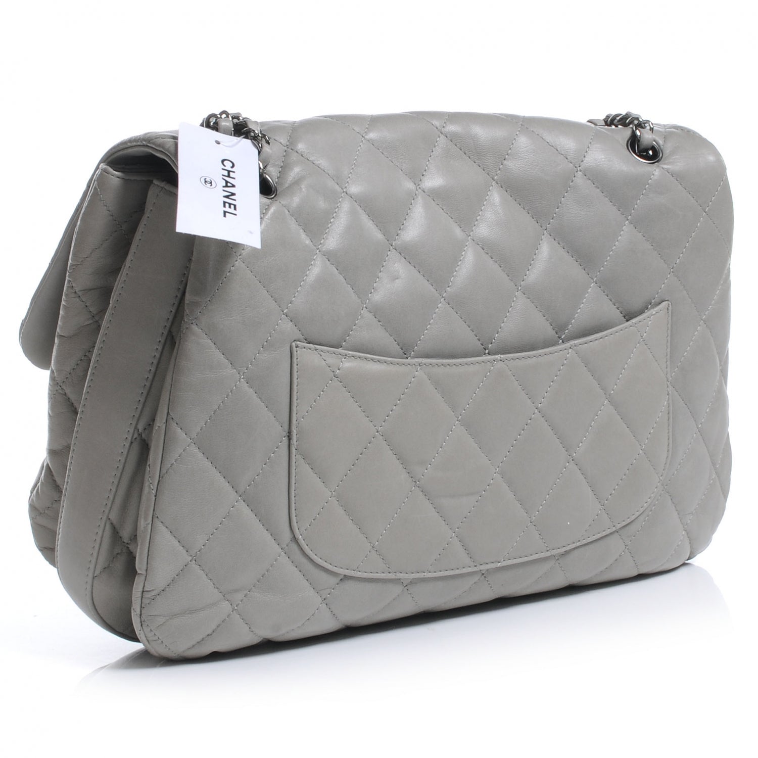 Chanel Lambskin Maxi Quilted 3 Flap Bag Grey 3 of 7