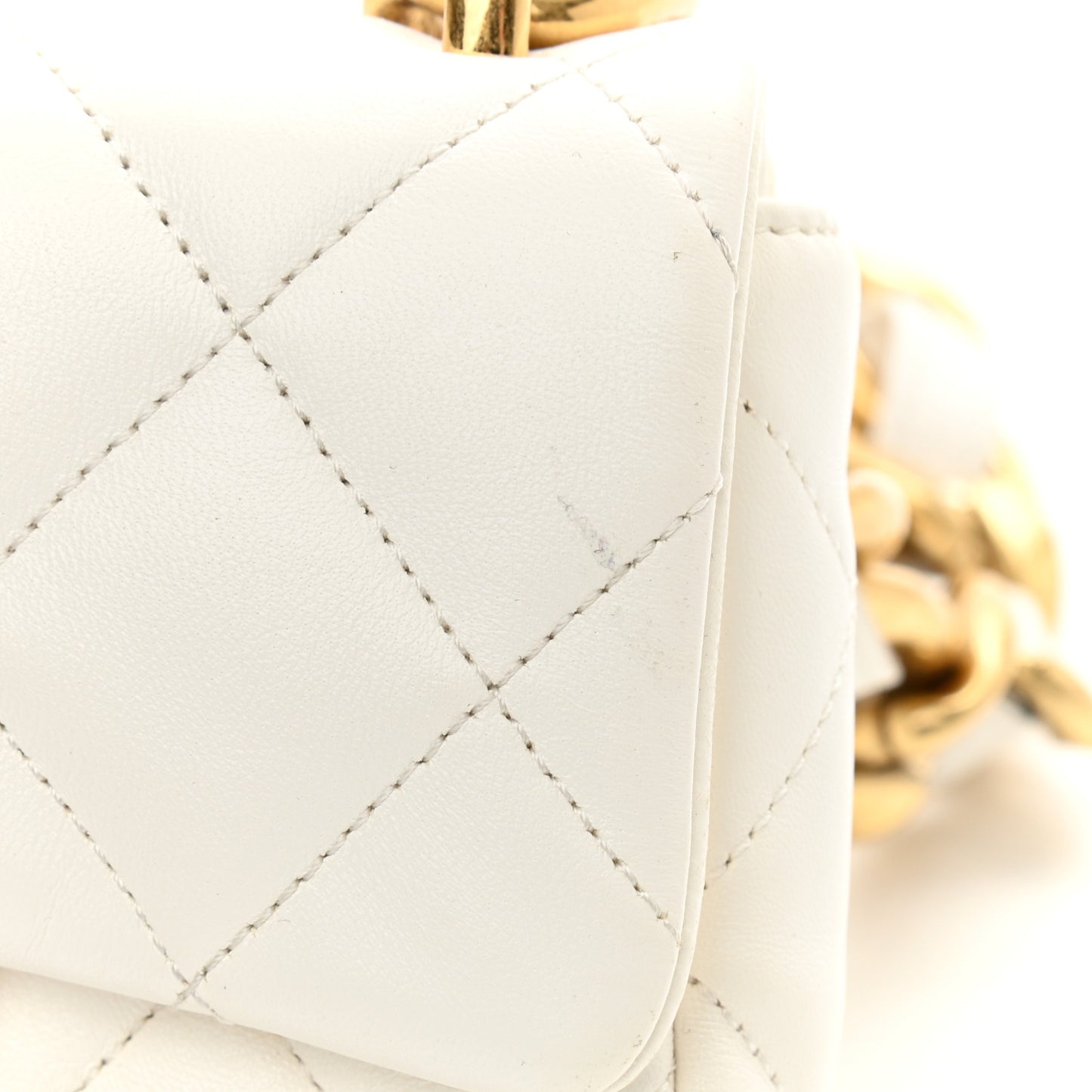 Lambskin Quilted Mini Funky Town Flap White