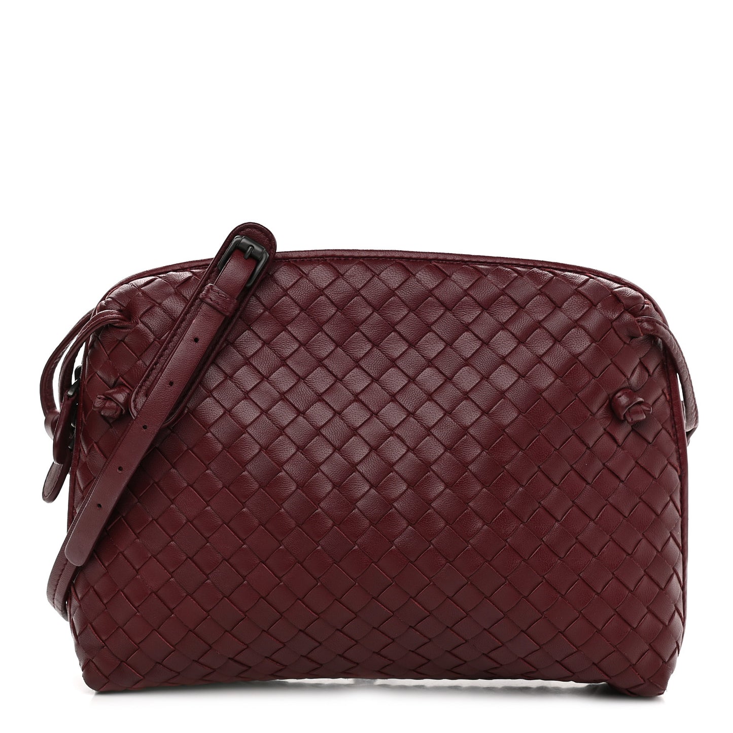 Nappa Intrecciato Pillow Crossbody Messenger Dark Red