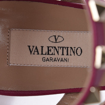 Valentino Garavani Suede Rockstud Ankle Strap Low Heel Pumps 38 Camelia 6 of 10