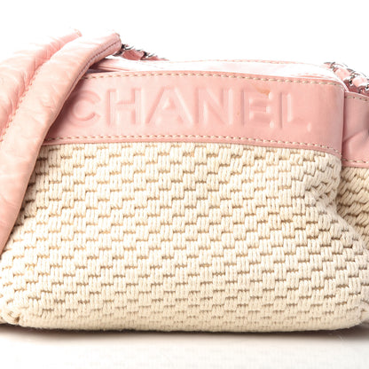 Chanel Canvas Woven Lambskin Lax Accordion Hobo Pink 8 of 10