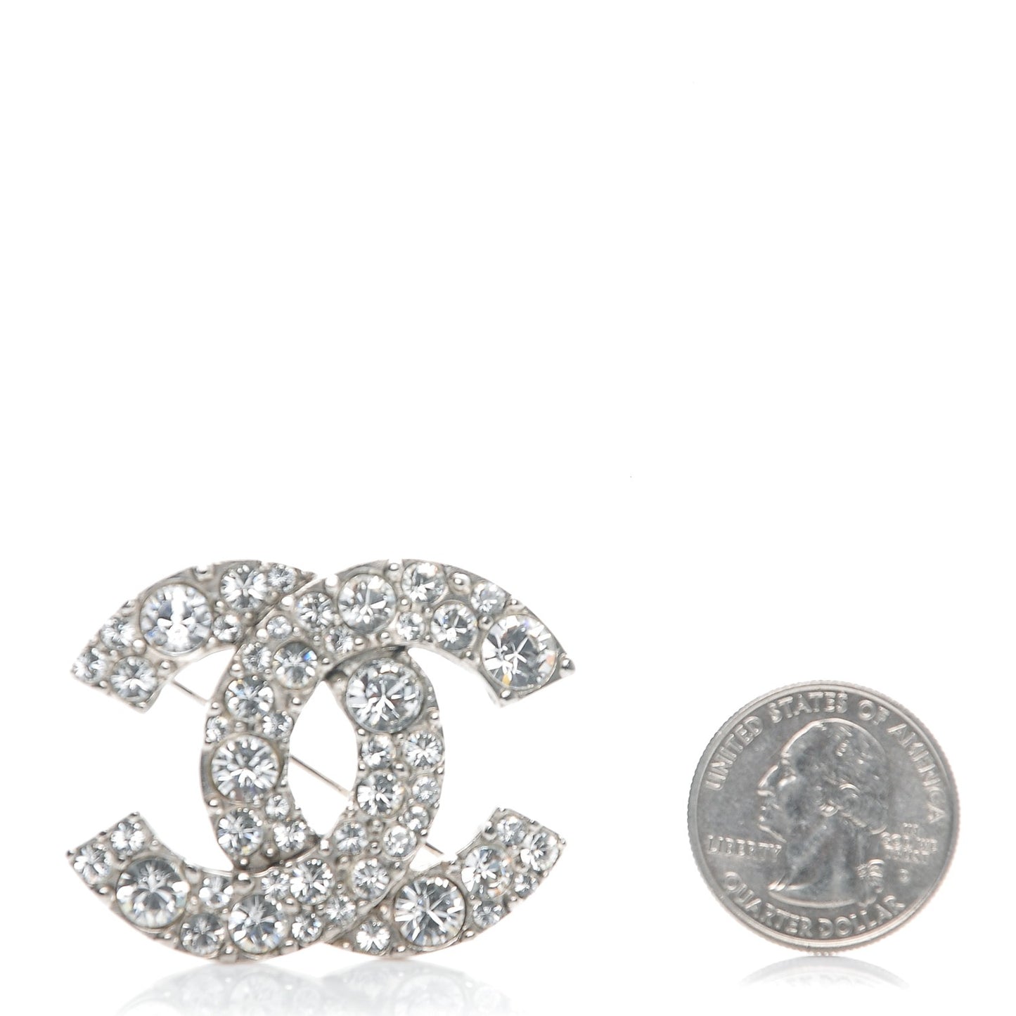 Crystal Large CC Brooch Silver