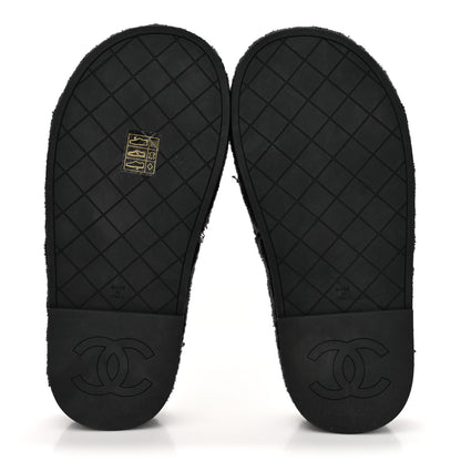 Chanel Terry Cloth Lambskin CC Sandals 36 Black 5 of 10