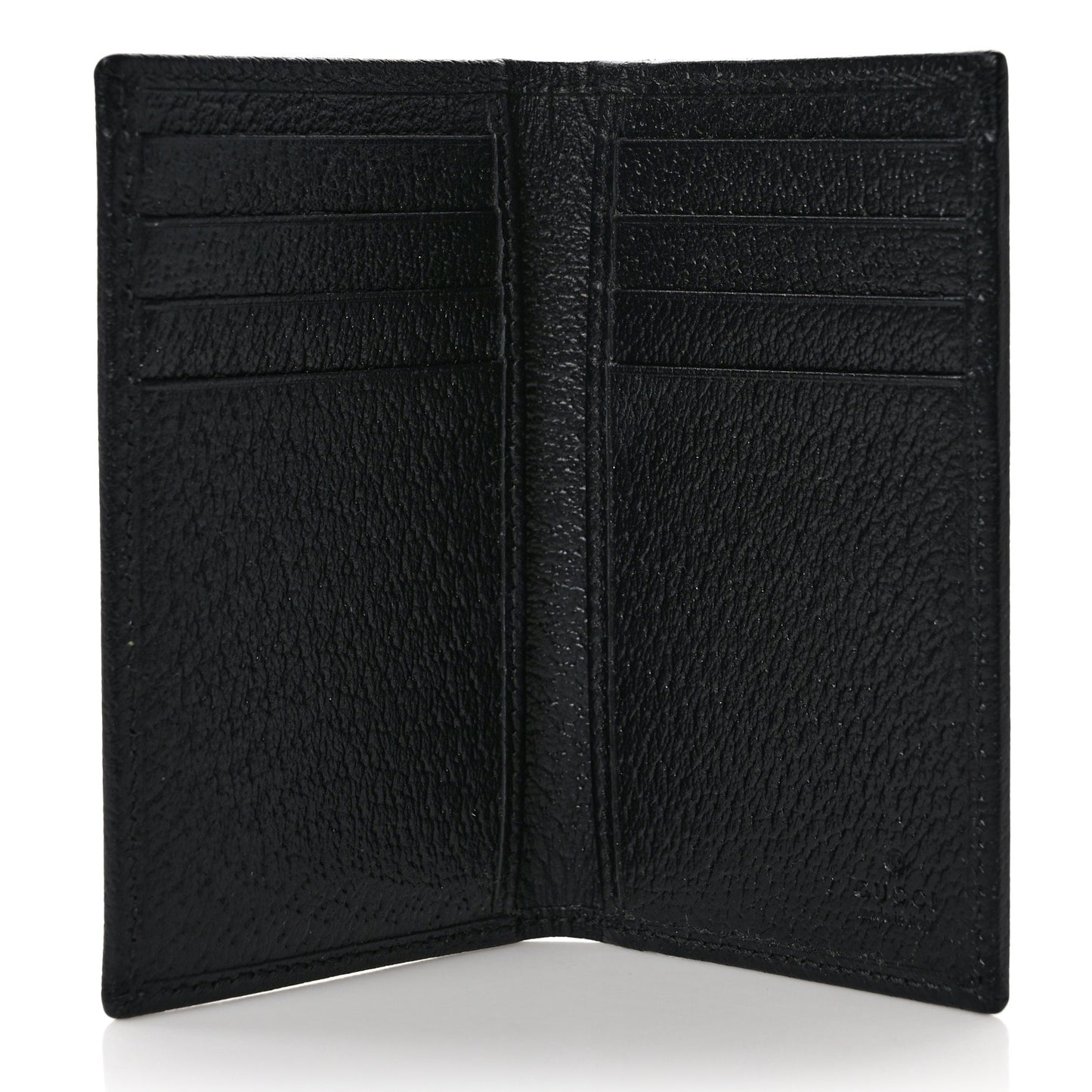 Textured Dollar Calfskin Horsebit Card Holder Black