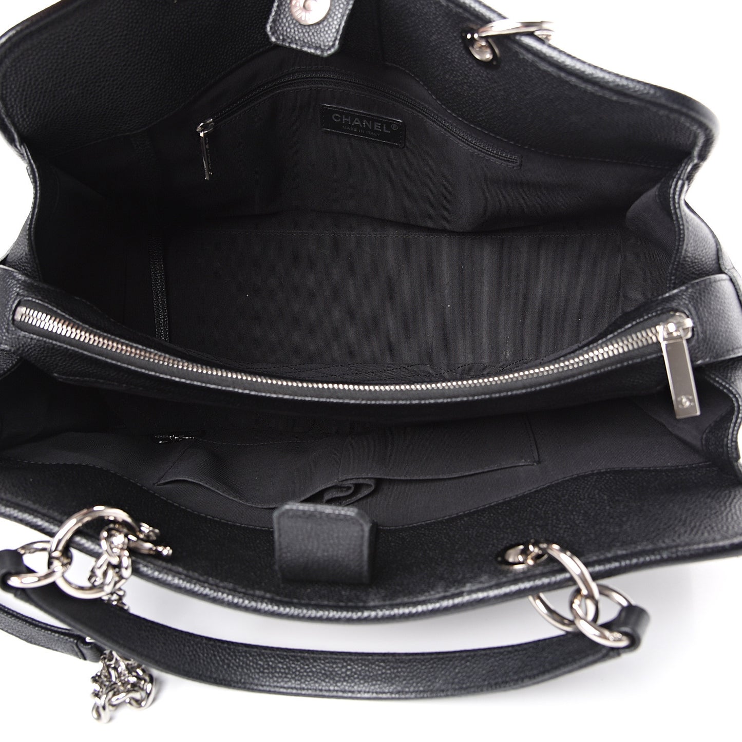 Caviar Stitched Shopping Tote Black