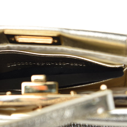 Fendi Laminated Goatskin Beaded Micro Peekaboo Iconic Satchel Oro Chiaro Platino 7 of 7